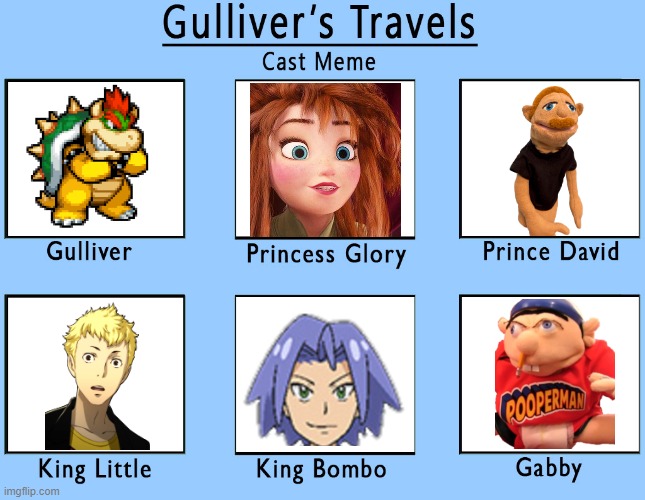Gulliver's travels | image tagged in gulliver's travels cast,movies,rainbow | made w/ Imgflip meme maker
