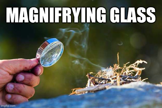 Fry it | MAGNIFRYING GLASS | image tagged in bad pun | made w/ Imgflip meme maker