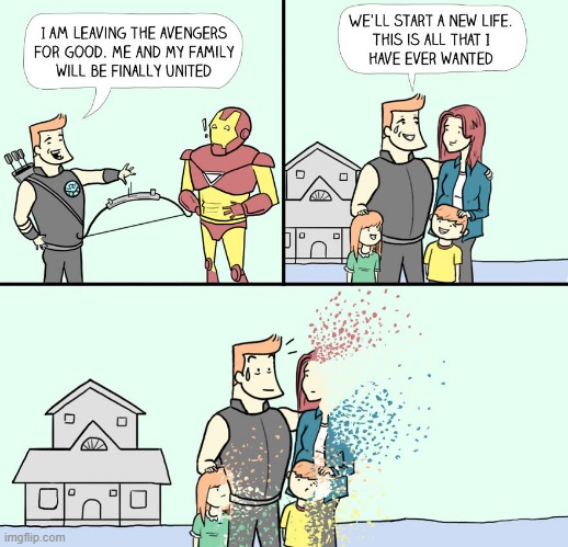 Yeah, That's How It Happened | image tagged in hawkeye,avengers endgame | made w/ Imgflip meme maker