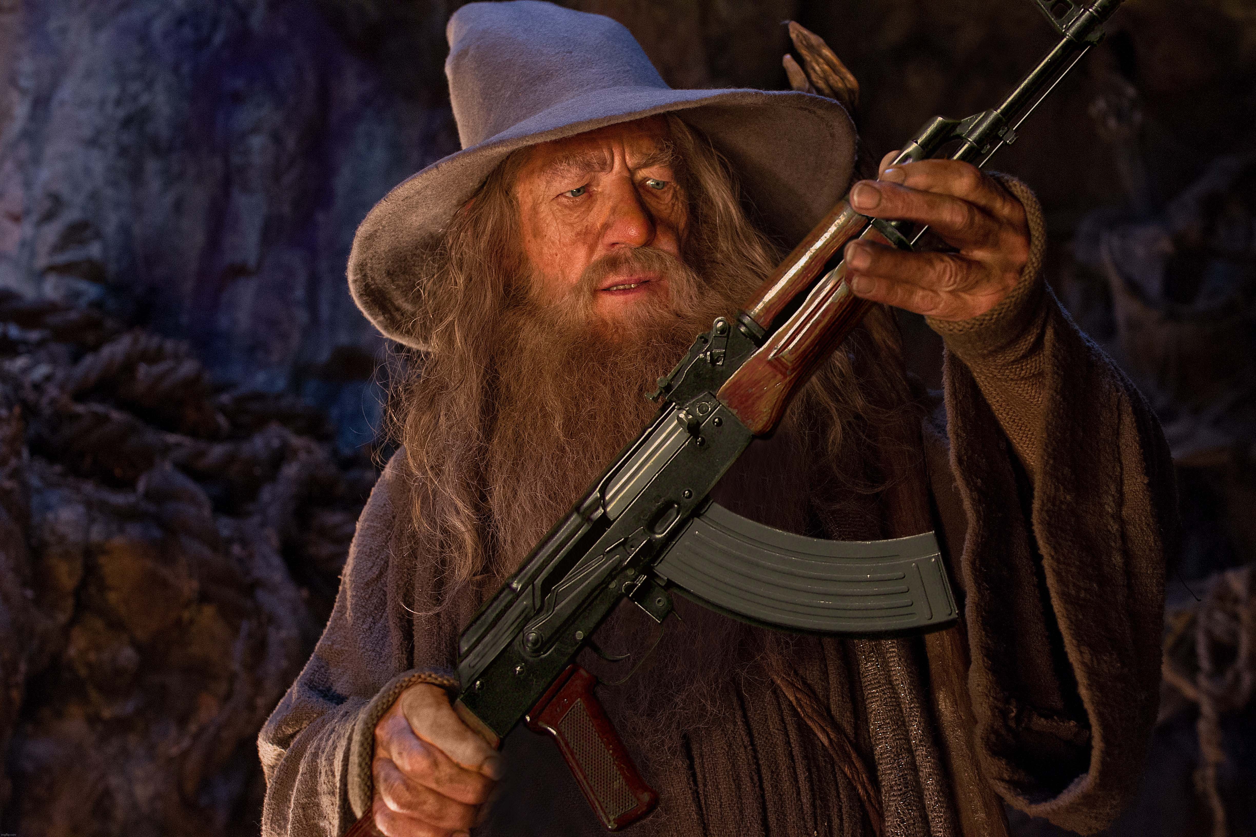 image tagged in confused gandalf,the lord of the rings,memes,funny,ak-47,relatable | made w/ Imgflip meme maker