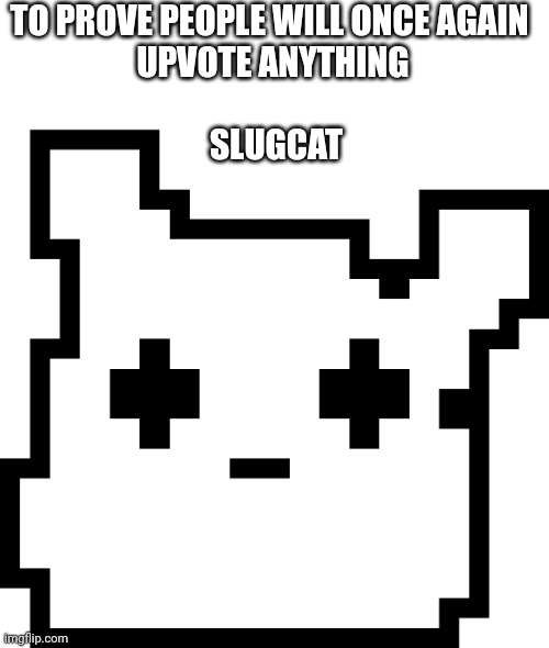 slugcat head | TO PROVE PEOPLE WILL ONCE AGAIN 
UPVOTE ANYTHING
 
 SLUGCAT | image tagged in slugcat head | made w/ Imgflip meme maker