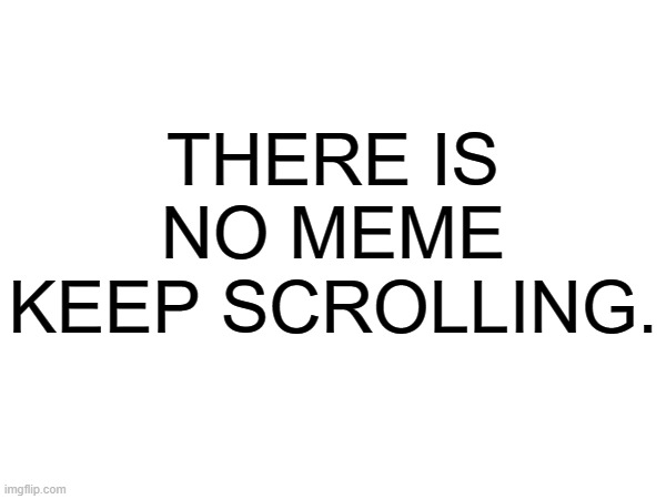 Keep scrolling. | THERE IS NO MEME KEEP SCROLLING. | image tagged in no tags | made w/ Imgflip meme maker