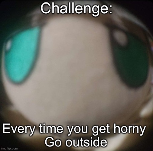 Fumo stare | Challenge:; Every time you get horny 
Go outside | image tagged in fumo stare | made w/ Imgflip meme maker