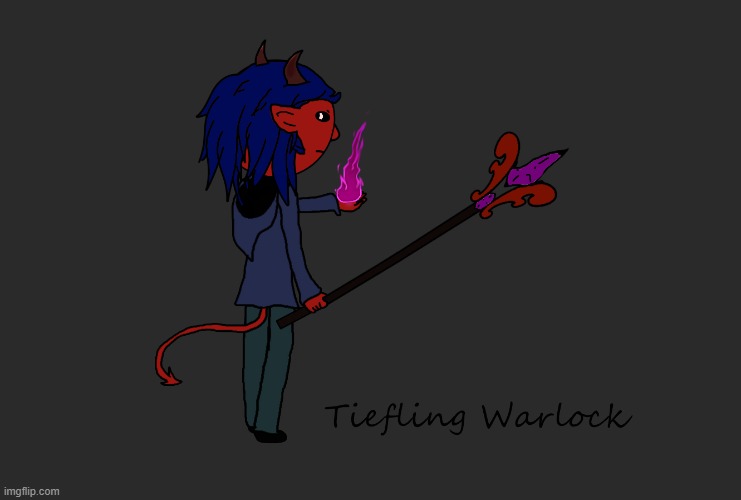 Tiefling (Baalzebul) Warlock (my favourite D&D class and species) | image tagged in dungeons and dragons,drawing | made w/ Imgflip meme maker