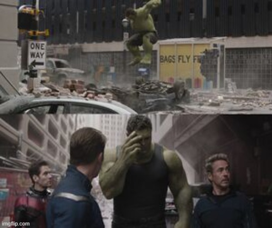 Regretful Hulk | image tagged in regretful hulk | made w/ Imgflip meme maker