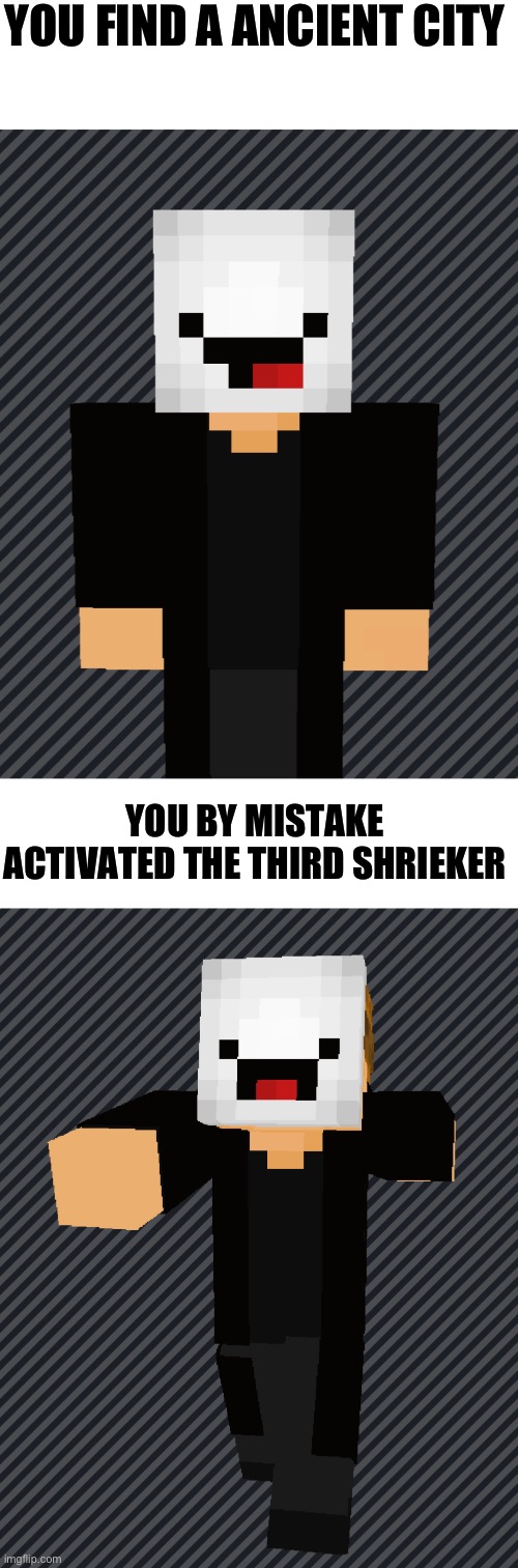 Very True | YOU FIND A ANCIENT CITY; YOU BY MISTAKE ACTIVATED THE THIRD SHRIEKER | image tagged in minecraft,minecraft memes,warden | made w/ Imgflip meme maker