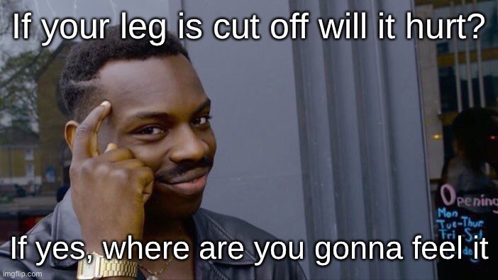 Roll Safe Think About It Meme | If your leg is cut off will it hurt? If yes, where are you gonna feel it | image tagged in memes,roll safe think about it | made w/ Imgflip meme maker