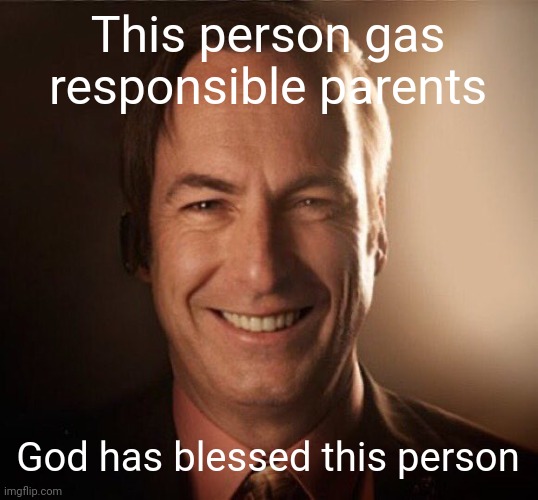Saul Bestman | This person gas responsible parents God has blessed this person | image tagged in saul bestman | made w/ Imgflip meme maker