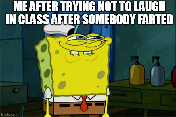 no | ME AFTER TRYING NOT TO LAUGH IN CLASS AFTER SOMEBODY FARTED | image tagged in memes,don't you squidward | made w/ Imgflip meme maker