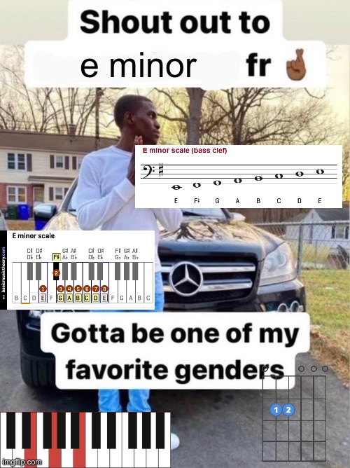 gotta love it | e minor | image tagged in shout out to gotta be one of my favorite genders,music theory | made w/ Imgflip meme maker