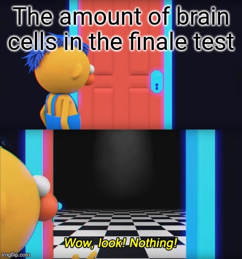School meme | The amount of brain cells in the finale test | image tagged in wow look nothing,school,memes | made w/ Imgflip meme maker