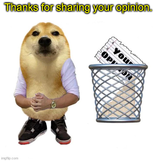 Thanks for sharing your opinion | Thanks for sharing your opinion. | image tagged in thanks for sharing your opinion | made w/ Imgflip meme maker