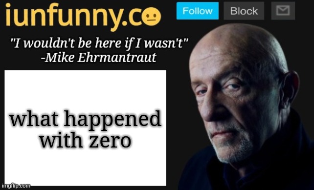 iUnFunny's Mike Ehrmantraut template | what happened with zero | image tagged in iunfunny's mike ehrmantraut template | made w/ Imgflip meme maker