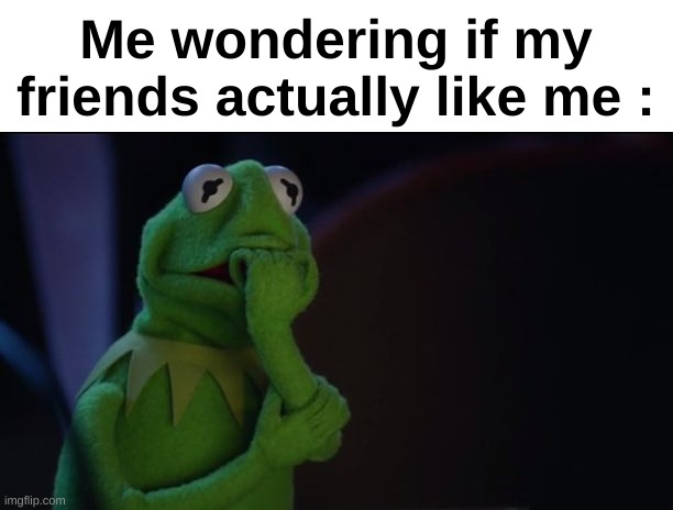 Scary vibe | Me wondering if my friends actually like me : | image tagged in kermit worried face,memes,funny,relatable,friends,front page plz | made w/ Imgflip meme maker