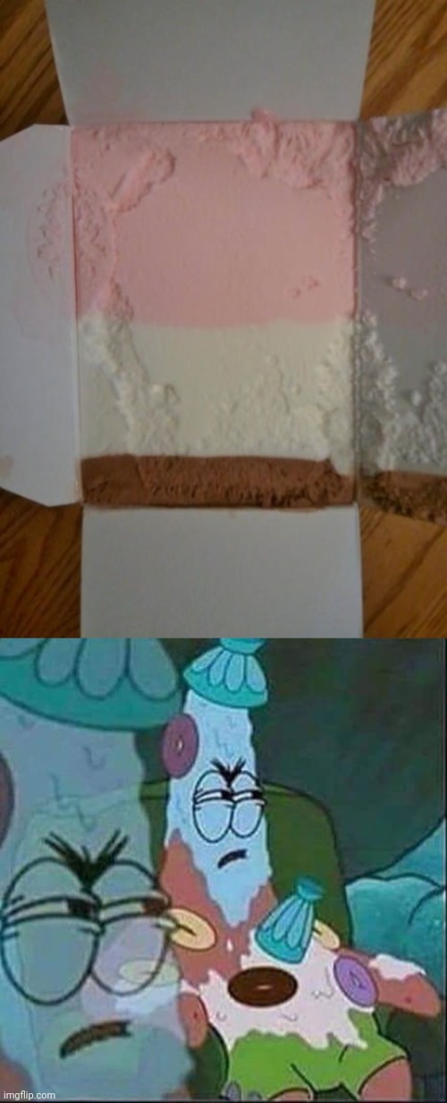 Uneven | image tagged in patrick ice cream,ice cream,you had one job,memes,dessert,fails | made w/ Imgflip meme maker