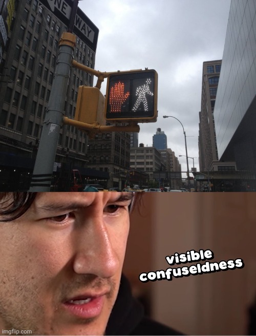 Hmmmm | image tagged in visible confuseldness,you had one job,memes,pedestrian,signals,road | made w/ Imgflip meme maker