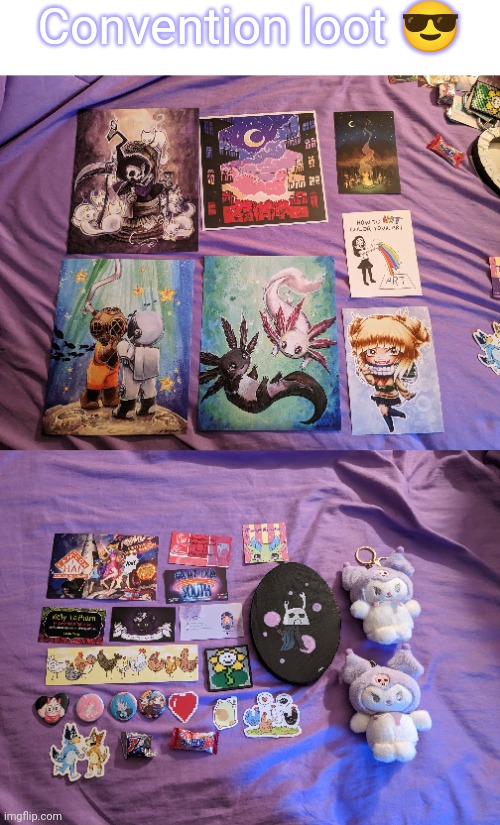 Got back from the con!! I had SO much fun :D | Convention loot 😎 | made w/ Imgflip meme maker