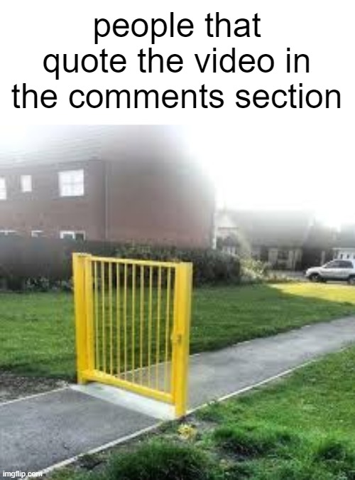 Useless Gate | people that quote the video in the comments section | image tagged in useless gate,memes,funny,so true memes,youtube | made w/ Imgflip meme maker