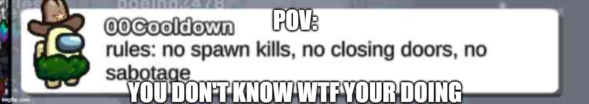 bruh | POV:; YOU DON'T KNOW WTF YOUR DOING | image tagged in among us,funny memes,funny among us memes,amogus,funny,memes | made w/ Imgflip meme maker