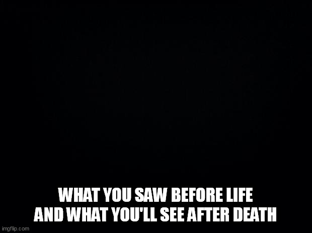 Black background | WHAT YOU SAW BEFORE LIFE AND WHAT YOU'LL SEE AFTER DEATH | image tagged in black background | made w/ Imgflip meme maker