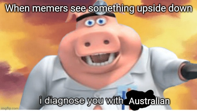 Memers... | When memers see something upside down; Australian | image tagged in i diagnose you with dead | made w/ Imgflip meme maker