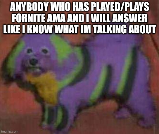 b o r e d a s f | ANYBODY WHO HAS PLAYED/PLAYS FORNITE AMA AND I WILL ANSWER LIKE I KNOW WHAT IM TALKING ABOUT | image tagged in dog-01 | made w/ Imgflip meme maker