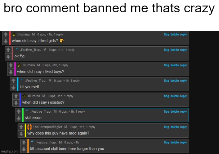 bro comment banned me thats crazy | made w/ Imgflip meme maker