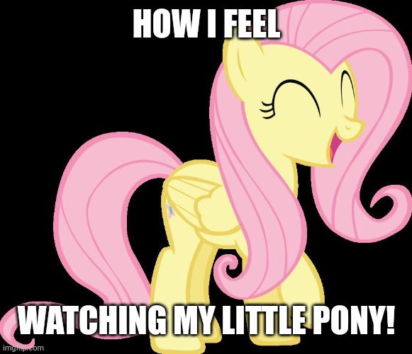 Happy Fluttershy | HOW I FEEL WATCHING MY LITTLE PONY! | image tagged in happy fluttershy | made w/ Imgflip meme maker