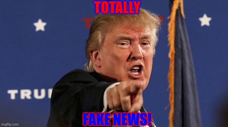 trump-angry-finger-fake-news | TOTALLY FAKE NEWS! | image tagged in trump-angry-finger-fake-news | made w/ Imgflip meme maker