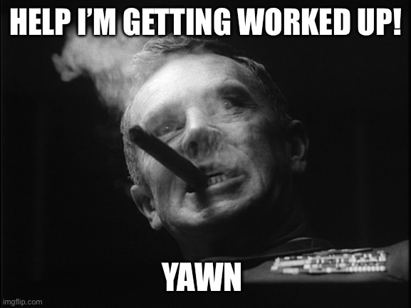 General Ripper (Dr. Strangelove) | HELP I’M GETTING WORKED UP! YAWN | image tagged in general ripper dr strangelove | made w/ Imgflip meme maker