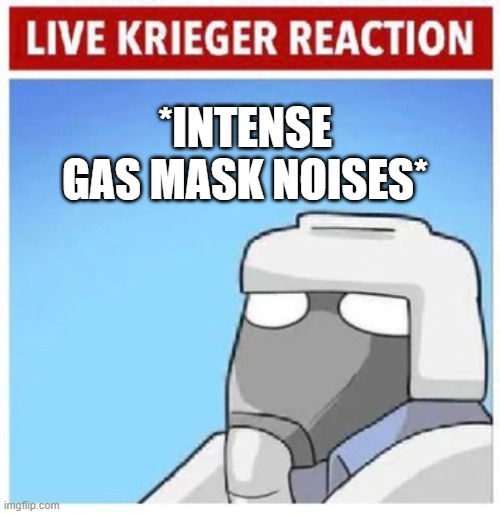 Live Krieger Reaction | *INTENSE GAS MASK NOISES* | image tagged in live krieger reaction | made w/ Imgflip meme maker