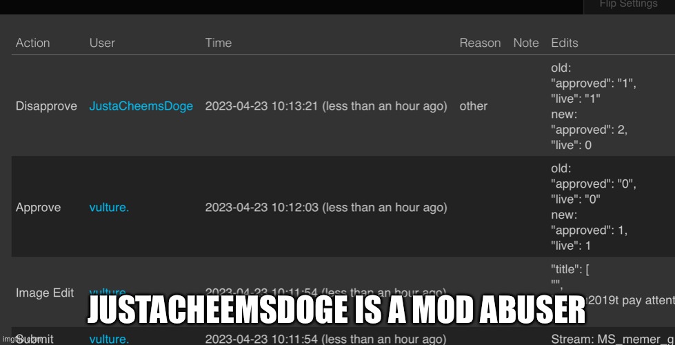 Gtab | JUSTACHEEMSDOGE IS A MOD ABUSER | made w/ Imgflip meme maker