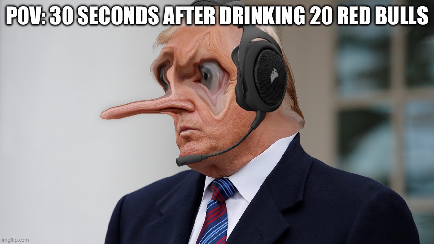 No offense trump | POV: 30 SECONDS AFTER DRINKING 20 RED BULLS | image tagged in funny,trump | made w/ Imgflip meme maker