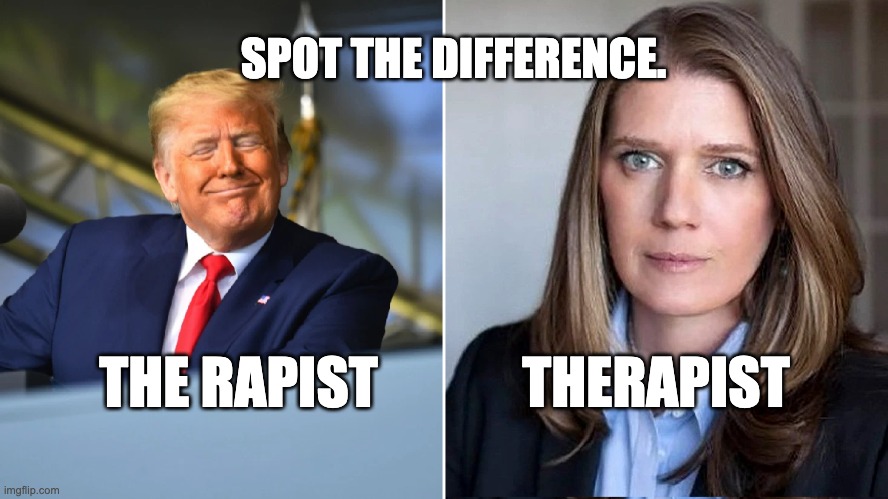 Space Matters | SPOT THE DIFFERENCE. THE RAPIST             THERAPIST | image tagged in rapist,therapist,trump,mary trump | made w/ Imgflip meme maker