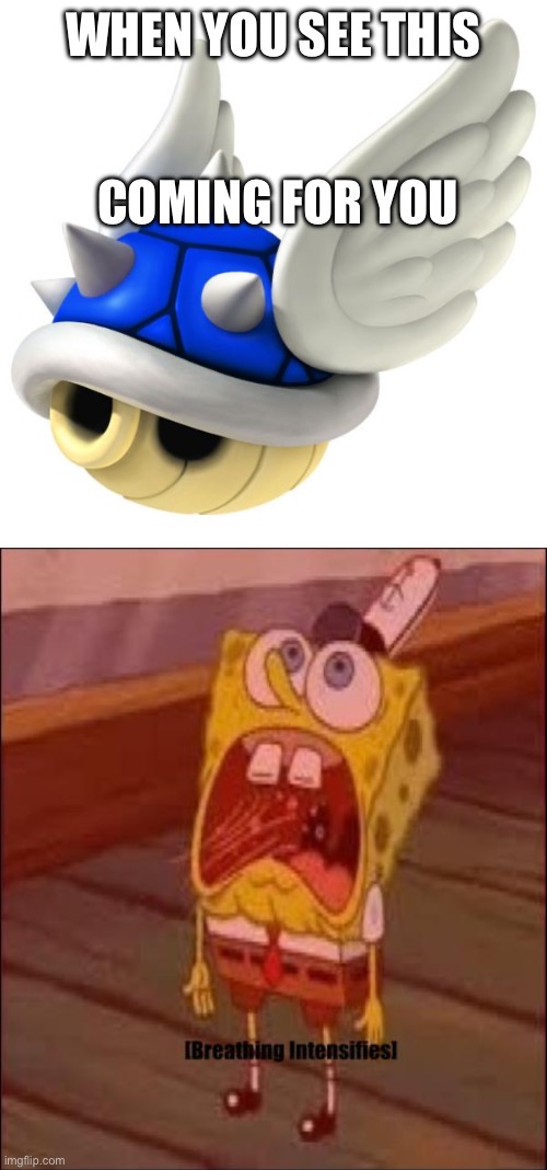 welp, 7th place here I come! | WHEN YOU SEE THIS; COMING FOR YOU | image tagged in blue shell,breathing intensifies,oh no,we're all gonna die | made w/ Imgflip meme maker