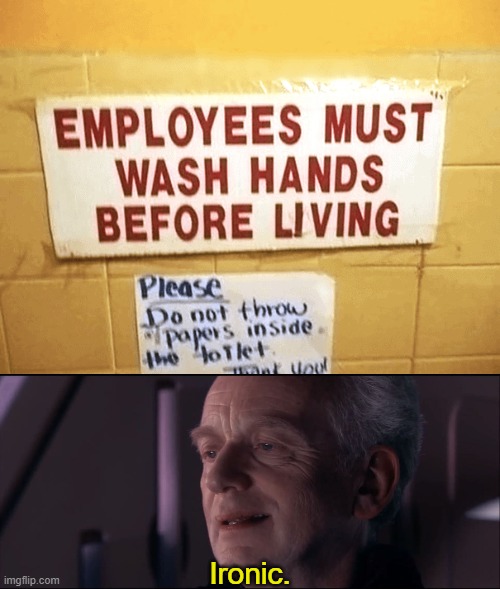 Ironic. | image tagged in palpatine ironic,you had one job,funny,memes | made w/ Imgflip meme maker