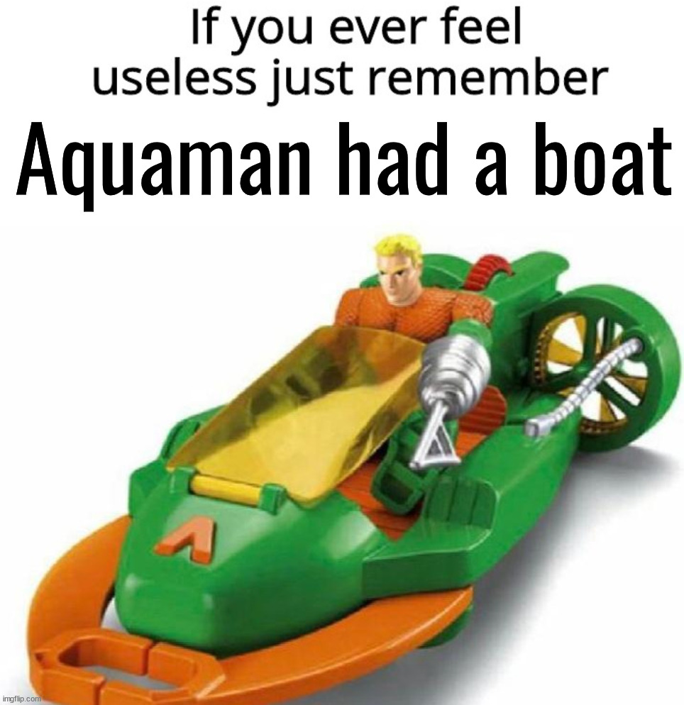 Aquaman had a boat | image tagged in if you ever feel useless remember this | made w/ Imgflip meme maker