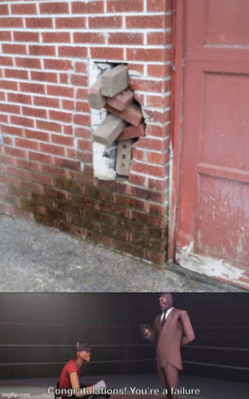 I think those bricks are too big | image tagged in congratulations your a failure,memes,funny,fuuny,you had one job,you-had-one-job | made w/ Imgflip meme maker