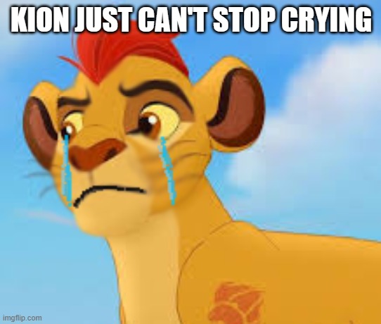 Crying kion crybaby | KION JUST CAN'T STOP CRYING | image tagged in crying kion crybaby,the lion guard | made w/ Imgflip meme maker
