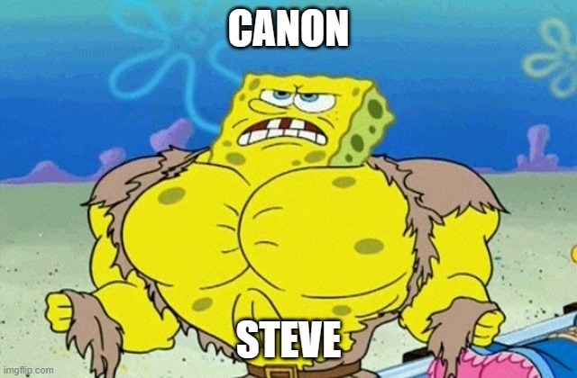 Buff Spongebob | CANON STEVE | image tagged in buff spongebob | made w/ Imgflip meme maker