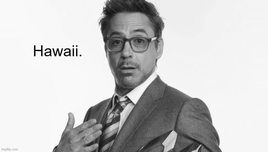 Robert Downey Jr's Comments | Hawaii. | image tagged in robert downey jr's comments | made w/ Imgflip meme maker