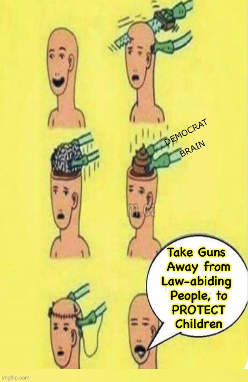 Join the Cult, get your Free Transplant | BRAIN; DEMOCRAT; Take Guns 
Away from
Law-abiding 
People, to
PROTECT
Children | image tagged in memes,the classic shitforbrains,gun control,2a saves lives,dont let lefty imbeciles make rules,fjb voters leftists kissmyass | made w/ Imgflip meme maker