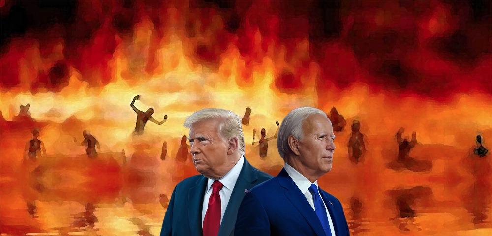 Hell Fire | image tagged in hell fire,joe biden,donald trump | made w/ Imgflip meme maker
