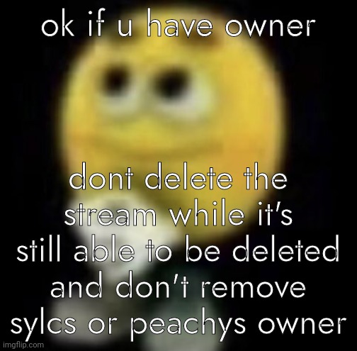 said this already just keeping it as a post | ok if u have owner; dont delete the stream while it's still able to be deleted
and don't remove sylcs or peachys owner | image tagged in shit | made w/ Imgflip meme maker