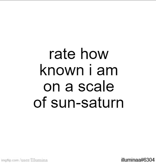 rate how known i am on a scale of sun-saturn | made w/ Imgflip meme maker