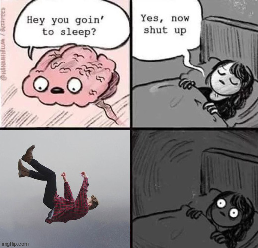 Anyone else hate it when your body does that fake fall thing? | image tagged in waking up brain | made w/ Imgflip meme maker