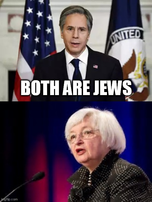 BOTH ARE JEWS | image tagged in antony blinken,janet yellen | made w/ Imgflip meme maker