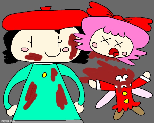 My new Adeleine and Ribbon fanart | image tagged in kirby,gore,blood,death,funny,cute | made w/ Imgflip meme maker