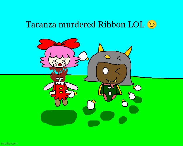 Taranza slaughtered Ribbon | image tagged in kirby,murder,blood,cute,comics/cartoons,fanart | made w/ Imgflip meme maker