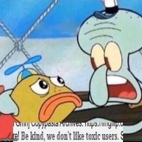 Squidward TOS Scare | image tagged in octopus scaring little fish | made w/ Imgflip meme maker